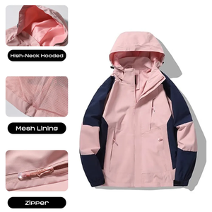 Chaqueta Impermeable con Capucha para Hombre, Color Blanco Sólido, Cierre de Cremallera, Logotipo Personalizado, Impresión por Transferencia de Calor, Servicio OEM - Product Image 2