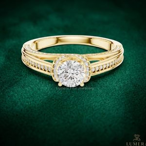Anillo de Compromiso de Lujo con Diamante Cultivado en Laboratorio, Corte Brillante Redondo, Certificado IGI, Chapado en Oro de 18K, Venta al Por Mayor de Fábrica, para Mujer - Product Image 1