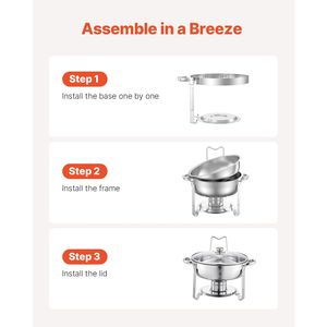Set di 4 Chafing Dish in Acciaio Inox da 5 Qt con 4 Pentole Grandi e Coperchio in Vetro per Catering con Controllo Manuale della Temperatura - Product Image 5
