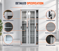 Armoire de classement métallique avec portes vitrées, casier de rangement en acier