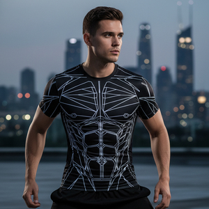 T-shirt de compression pour homme à séchage rapide, haut de sport athlétique à manches courtes, idéal pour la gym et l'entraînement, vêtement de sport moulant - Product Image 6