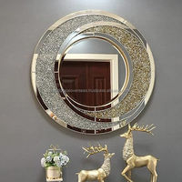 Miroir mural rond en bois moderne de luxe de qualité supérieure au design élégant pour le salon
