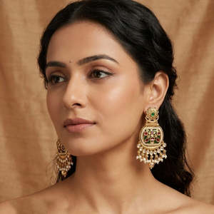 Boucles d'oreilles pendantes de créateur Jewelemarket avec détails en pierre Pota et perle pendante 10575425PGR - Product Image 1