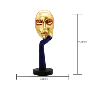 Statue en résine artistique abstraite Femme réfléchissante Visage doré Modèle Figurine émotionnelle Décoration d'intérieur - Product Image 3