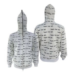 Hoodie streetwear en coton molletonné avec strass, coupe oversize, fermeture éclair intégrale, unisexe, design tendance - Product Image 1