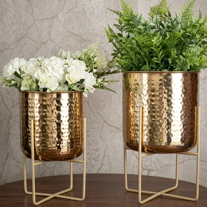 Grandes jardinières d'extérieur - Supports de jardinières en métal anti-rouille et pots pour une belle décoration intérieure - Product Image 1