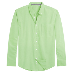 Camisa de Vestir para Hombre, Color Verde Menta, Sólida, Manga Larga, Algodón Fino, Suave al Tacto, Duradera, de Alta Calidad - Product Image 3