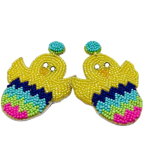Pendientes Colgantes Bordados a Mano con Cuentas Amarillas y Rosa Intenso, Joyería de Moda Nueva para Mujeres y Niñas - Product Image 1