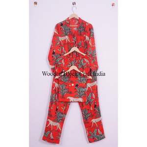 ชุดนอนผ้าฝ้ายพิมพ์ลายป่าสวยงามหรูหราสำหรับผู้หญิง ชุดนอนพิมพ์ลายสำหรับส่งออกในราคาขายส่ง - Product Image 5