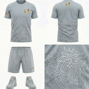 Tenue de football unisexe personnalisée, ensemble maillot et short respirant imprimé, séchage rapide, protection UV, vêtements de sport d'entraînement - Product Image 6