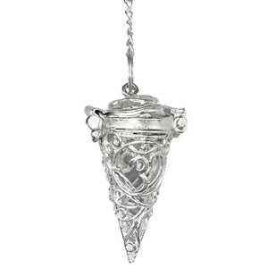 En gros, Pendule de Feng Shui en cône de chambre Om en argent poli pour la guérison énergétique, la divination et l'art écologique - Product Image 3