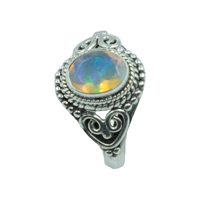 Bague en opale éthiopienne, argent sterling 925, faite à la main, design unique, bague de promesse pour elle, bijoux en opale éthiopienne, cadeau de Noël