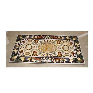 Exclusivo Tablero de Mesa Rectangular de Mármol Negro con Base, Diseño Indio Hecho a Mano, para Comedor y Sala de Estar, para Uso en Hoteles - Product Image 5