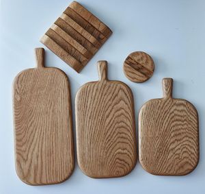 Planche à découper en bois Oakzen, forme rectangulaire avec poignée, design en bois naturel, planche à découper de cuisine, plateau à fromage - Product Image 5