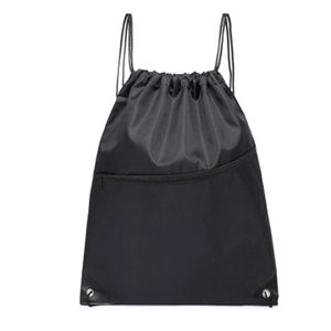 Black <b>Drawstring</b> <b>Backpack</b> Plain Dyed Polyester Adjustable Sport Bag for Outdoor Use Wholesale Pack OEM Supplier - Product Image 3