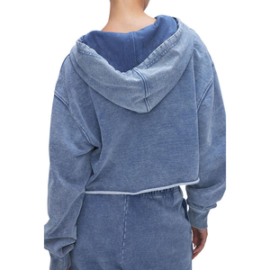 Sudadera Corta con Capucha para Mujer, Manga Larga, Color Sólido, Tejida, Transpirable, Estilo Casual para Otoño - Product Image 3