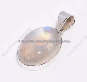 Colgante de piedra lunar arcoíris hecho a mano para todos los días, colgante de plata esterlina con piedra lunar natural para regalos - Product Image 3