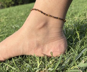 Premium Tiger Eye Crystal <b>Beaded</b> <b>Anklet</b> 925 Sterling Silver Handmade Faceted Gemstone Lusterelics LA-10 Unisex Adjustable Bulk - Product Image 2