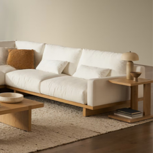 Ensemble de canapé sectionnel en forme de L moderne avec structure en bois et revêtement en tissu pour salon - Product Image 3