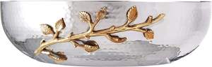 Elegante Tazón Decorativo para Servir Ensaladas, Dorado con Diseño de Vid y Plata Martillada, Ideal para Regalo - Product Image 5