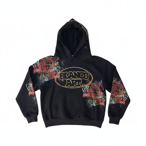 Sweat-shirt à capuche oversize pour homme, en molleton 100% coton, noir, style streetwear, avec motifs graphiques personnalisés, idéal pour l'hiver - Product Image 1