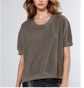 Sudadera de felpa 100% algodón, color sólido, estilo oversize, ropa urbana, sudadera corta para mujer, para invierno. - Product Image 1