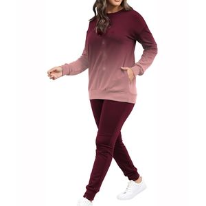 Conjunto deportivo de 2 piezas para mujer, talla grande, cuello redondo, transpirable, ecológico, sudadera y pantalones para invierno, de GNG IMPEX - Product Image 6
