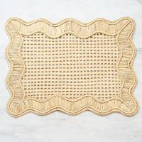 Napperons élégants en rotin festonné, adaptés aux commandes OEM/ODM, pour table à manger, assiettes de présentation bohèmes en rotin, directement de l'usine du Vietnam.