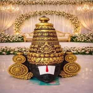 Tirupati Bala Ji Shankh Chakra Tilak para decoración de bodas del sur de la India, tema dorado de Bala Ji, para interiores y exteriores - Product Image 3