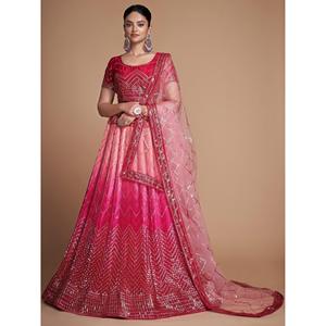 Lehenga choli ชุดหมั้นเลื่อมสีชมพูที่สวยงาม - Product Image 1