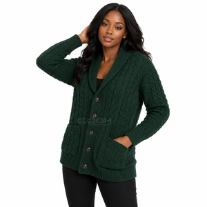 Cosh International Sisterhood Sorority Cárdigan de Punto Acrílico con Cuello Bufanda de Color Sólido, Manga Larga, Estilo Clásico de Invierno - Product Image 3