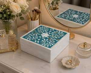 Boîte de rangement de bijoux en mosaïque de perles de luxe, organisateur élégant fait à la main pour bagues, boucles d'oreilles, bracelets, accessoires et cadeaux - Product Image 6