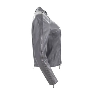 New Design Fashion Customized Women <b>Leather</b> <b>Jacket</b> Fashion Women's Plus Size Slim Fit Zip up Outwear Motorcycle <b>Jacket</b> - Product Image 6