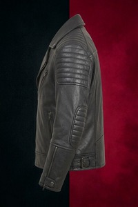 Chaqueta de Motociclista de Cuero Genuino Negro para Mujer, Corte Ajustado, Color Sólido, Impermeable, Cierre Frontal con Cremallera, Acabado Crudo, Ropa de Calle para Invierno - Product Image 3