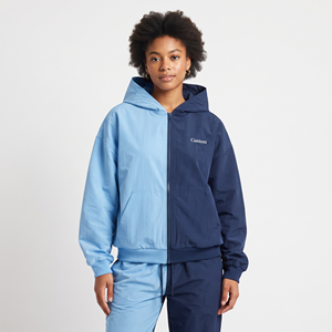Breathable Women's Oversized Full Zip <b>Hoodie</b> <b>Lightweight</b> Nylon Two Tone Casual Long Sleeve Outerwear - Product Image 5