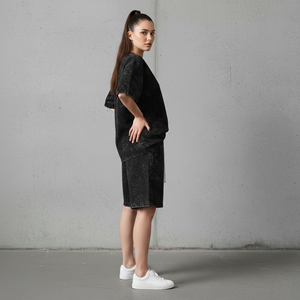 New Arrived 2026 100% Cotton Women's Short Set Custom Silk Screen Printed logo Lace High Street Solid Color <b>Hip</b> Hop 2 Piece Set - Product Image 4