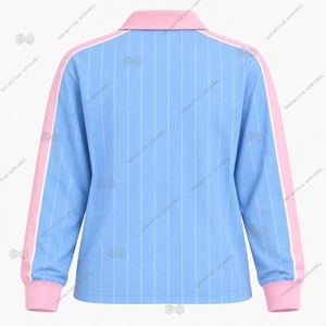 เสื้อโปโลรักบี้แขนยาวปักลาย JJOA Jack and Jill of America สำหรับผู้หญิง สีฟ้าอ่อนชมพู แบบขายส่งและสั่งทำได้ - Product Image 2