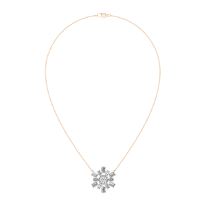 Pendentif flocon de neige en diamant naturel pour femme en plaqué or rose et or 14k/18k Bijoux fins Diamants taille émeraude Pendentifs à breloque - Product Image 5