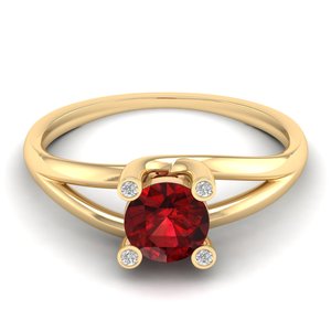 Bague de fiançailles REYES Solitaire en or massif 14 carats avec pierre précieuse grenat taille ronde de 0,84 carat, certifiée IGI, bijoux fins pour femmes - Product Image 1
