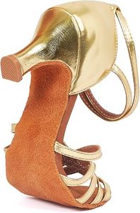 Chaussures de danse latine Baifa Danzo pour femmes, plates, confortables, de haute qualité, pour la danse de salon, la salsa, le tango, les soirées, avec paillettes, dessus synthétique en cuir - Product Image 4
