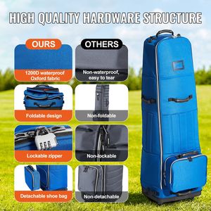 Sac de voyage de golf robuste en polyester Oxford 1200D, souple, imperméable, rembourré, résistant à l'usure, pour l'extérieur - Product Image 4