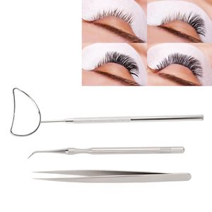 Herramientas para Pestañas, Juego de 3 Piezas de Pinzas Separadoras de Pestañas de Acero Inoxidable con Espejo para Extensión de Pestañas (Plateado) - Product Image 1