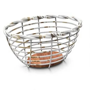 Base de panier de rangement en fil métallique, panier à fruits rond en fil métallique avec anneau en bois, fournisseur B2B, logo personnalisé OEM, directement de l'usine - Product Image 2