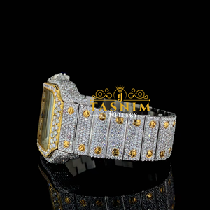 Reloj Deportivo de Moda para Hombre con Diamantes de Moissanita, Cronógrafo con Movimiento ETA de 41 mm, Acero Inoxidable Chapado en Oro Blanco/Amarillo - Product Image 2