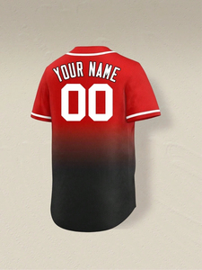 Maillot de baseball personnalisé pour hommes, nom et numéro personnalisés, chemise de sport d'équipe à boutons, maillot rouge et noir - Product Image 2