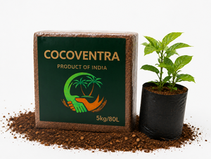 Bloc de tourbe de coco 5 kg à haute expansion et faible EC, expédition en vrac de cocopeat pour l'exportation depuis l'Inde, pour la culture hydroponique et les jardins - Product Image 1