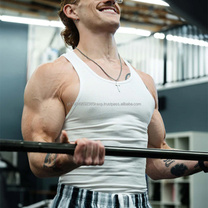 Cotton Spandex Slim Fit Muscle Tank <b>Top</b> High Quality Stretchy <b>Men's</b> Custom Tank TopC - Product Image 5