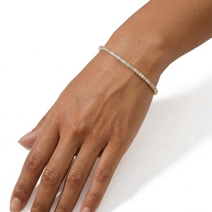 Bracelet jonc tennis délicat VB-SR91 en or massif 14 carats avec diamants de laboratoire, demi-éternité, empilable, bijou minimaliste pour le quotidien - Product Image 2