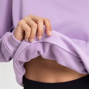 Sudadera con Capucha Corta Oversize para Mujer, Forrada y Bordada, Primavera 2026, Ropa Deportiva para Gimnasio, Algodón y Poliéster - Product Image 6