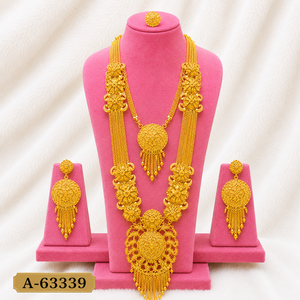 Parure de bijoux vintage plaqué or 24 carats avec collier, boucles d'oreilles, bracelet, peigne et broche imitation perle pour femme, idéale pour mariage ou fête - Product Image 6